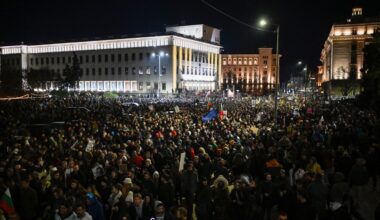 Tens of thousands gathered to protest against the government in Sofia, Bulgaria on December 1, 2025.