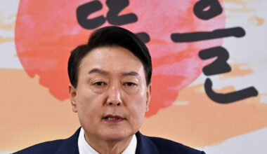 South Korea's president-elect Yoon Suk-yeol holds a news conference about his presidential office's relocation plans, in Seoul