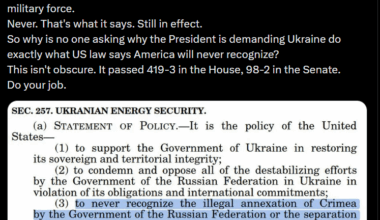 The USA President demands Ukraine do exactly what US law says America will never recognize