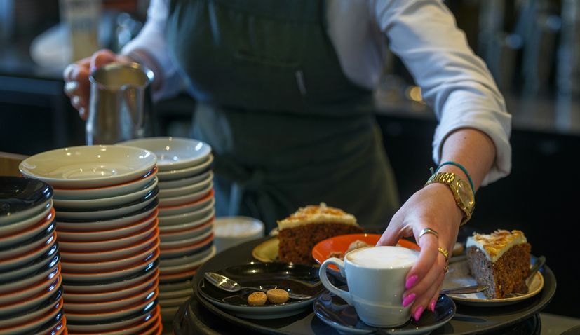 Student working cafe