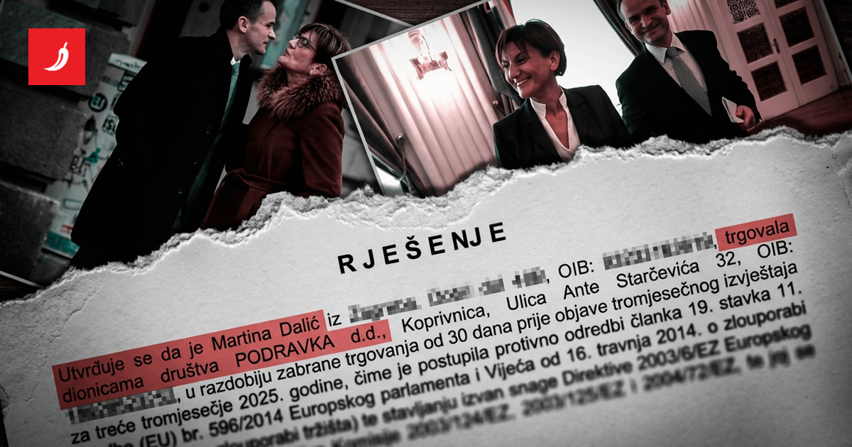 Dalić je za nezakonito trgovanje dionicama Podravke kažnjena javnim upozorenjem