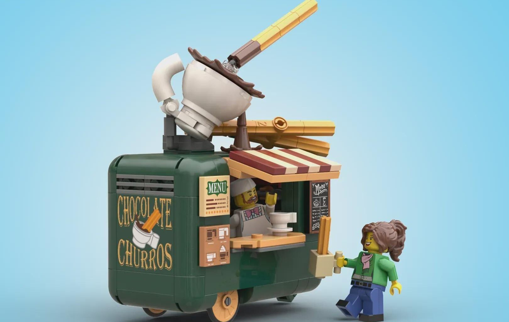 ¡El Proyecto Chocolate Caliente y Churros ☕🥖 ha pasado a la Fase de Votación del Vendor Cart Challenge de Lego Ideas!