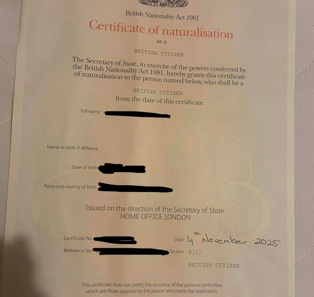 I put my vows and promises to become a British citizen recently and just finding the time to sit down and celebrate it properly with a pint at my local Wetherspoon!