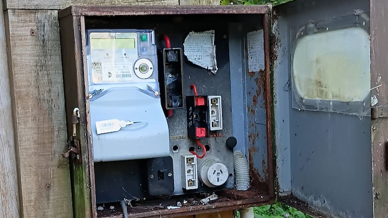 The damaged meter at Ōtorohanga Kiwi House.