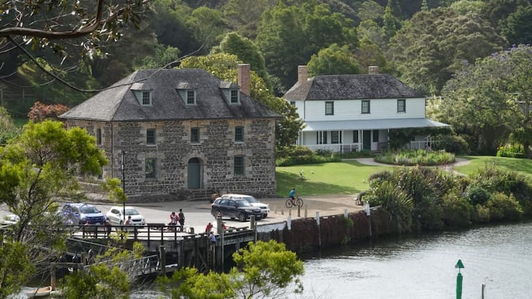 The Stone Store (1832-36) and Kemp House (1821-22) as seen from Kororipo Pā.
