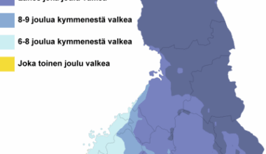 Probability of white Christmas in Finland
