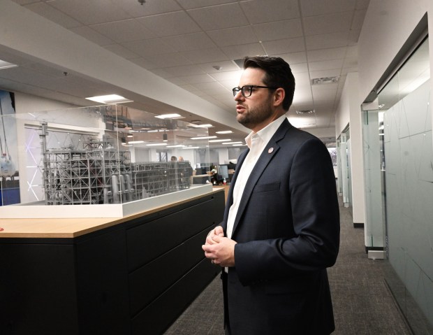 John Palamara, vice president and general manager of Honeywell's liquefied natural gas business, gives a tour of the company's new office Friday, Dec. 19, 2025, in Upper Macungie Township. The office is located at the site that formerly housed Air Products' LNG process technology and equipment business. (Amy Shortell / The Morning Call)