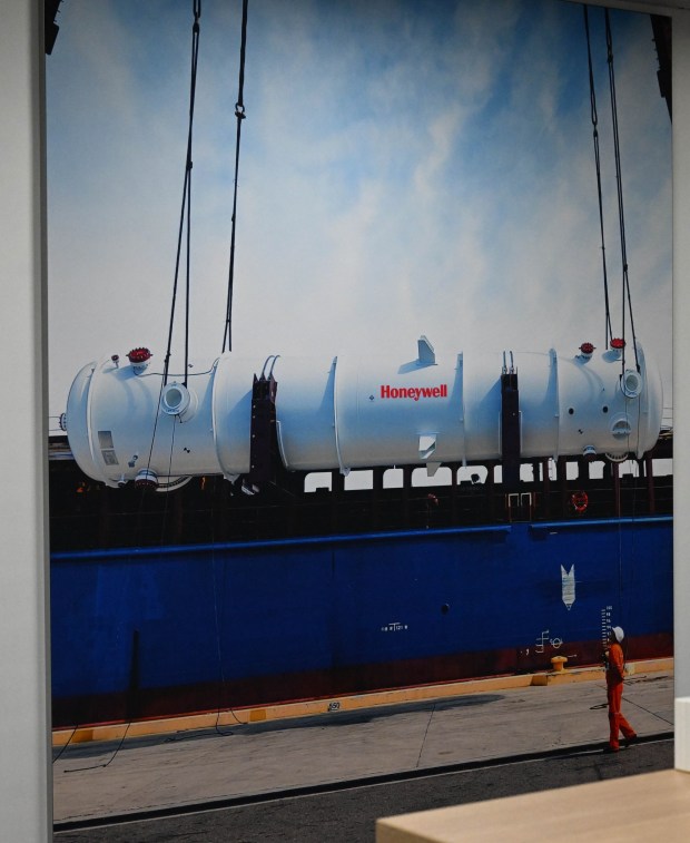 Honeywell's new office for its liquefied natural gas business is seen during a grand opening Friday, Dec. 19, 2025, in Upper Macungie Township. The office is located at the site that formerly housed Air Products' LNG process technology and equipment business. (Amy Shortell / The Morning Call)