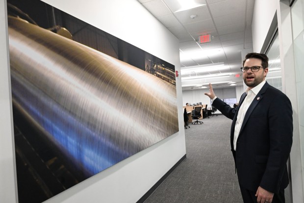 John Palamara, vice president and general manager of Honeywell's liquefied natural gas business, gives a tour of the company's new office Friday, Dec. 19, 2025, in Upper Macungie Township. The office is located at the site that formerly housed Air Products' LNG process technology and equipment business. (Amy Shortell / The Morning Call)