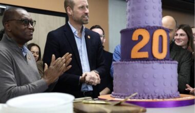 Prince William at Centrepoint headquarters celebrating 20 years as patron of homelessness charity that Diana also supported