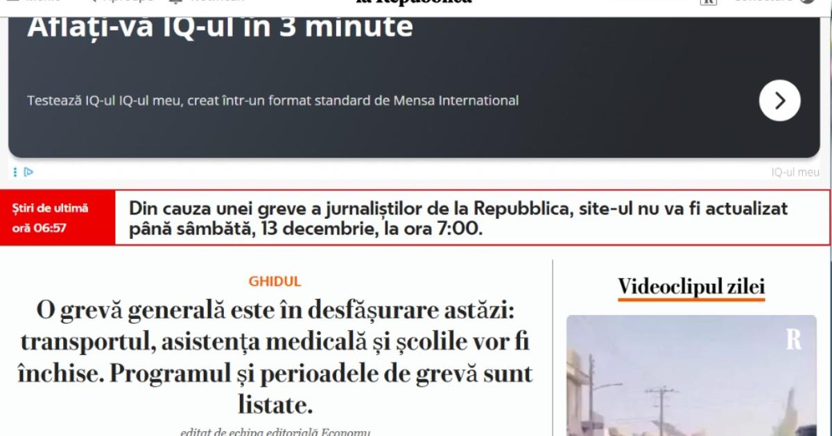 Jurnaliștii La Repubblica, în grevă. Cotidianul, cumpărat de cel mai mare grup media din Grecia