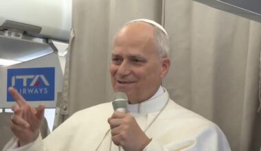 Pope Leo XIV jokes with journalists on flight from Beirut to Rome