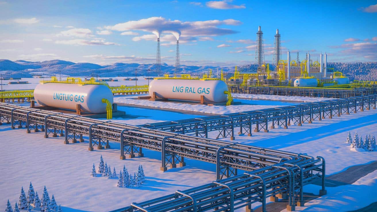 Illustration of U.S. natural gas market dynamics influenced by LNG exports and cold weather conditions.