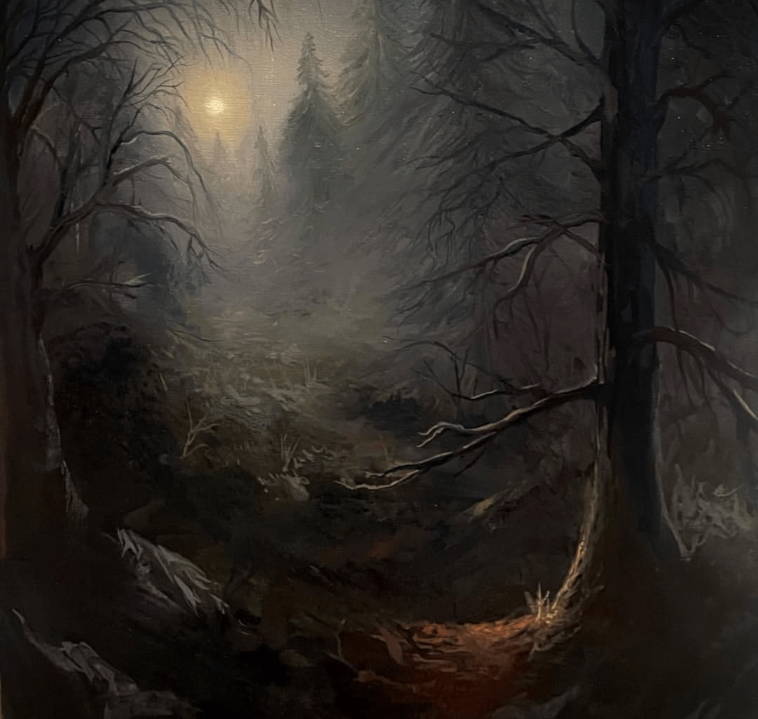 A small painting i did of some woodlands at night