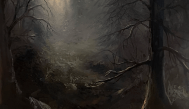 A small painting i did of some woodlands at night