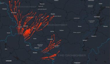 Approximate flight routes of Ukrainian drones and missiles attacking Russian targets tonight