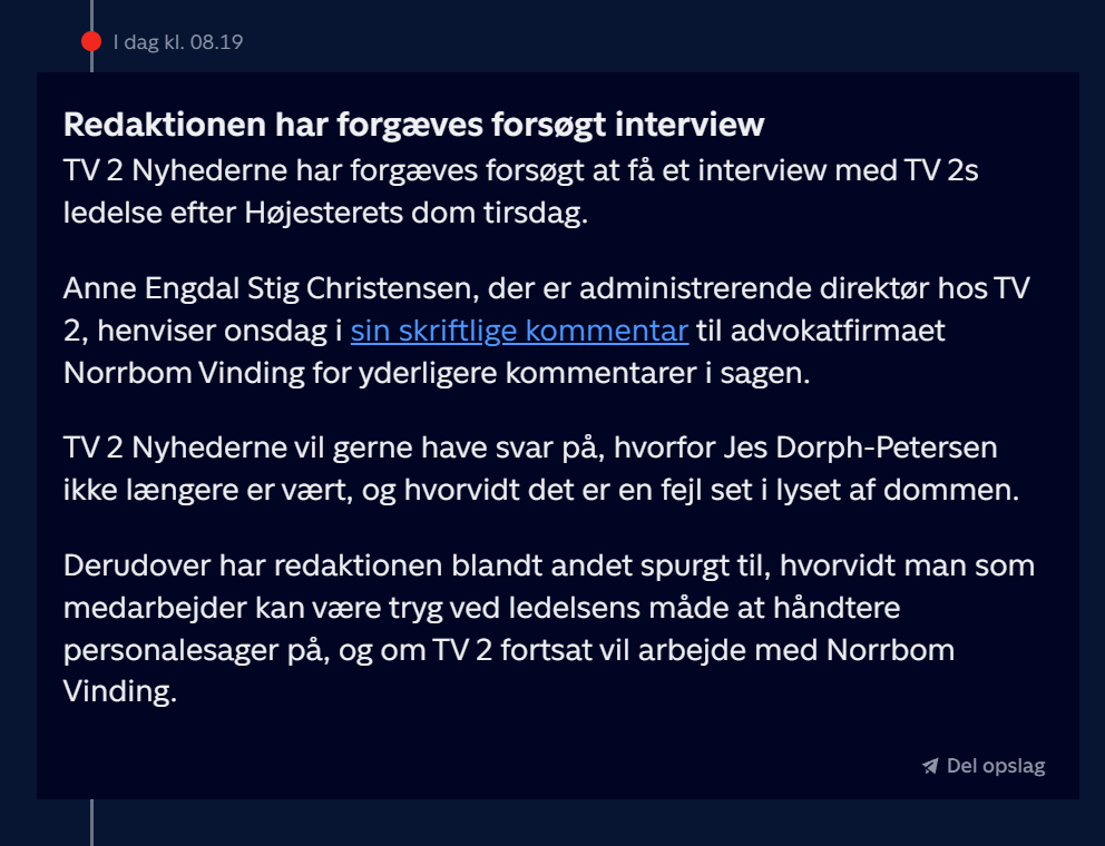 Et sjældent plus til Tv2 Nyhederne, som udstiller egen ledelse, ligesom de ville have gjort med alt andet