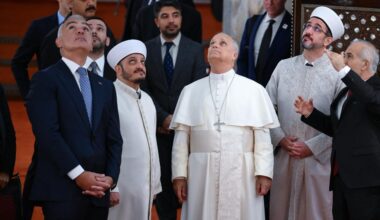 Pope Leo XIV visits the Sultanahmet Mosque in Istanbul, Turkiye on November 29, 2025. Turkish Culture and Tourism Minister Mehmet Nuri Ersoy and other mosque officials accompanied the Pope. (AA Photo)