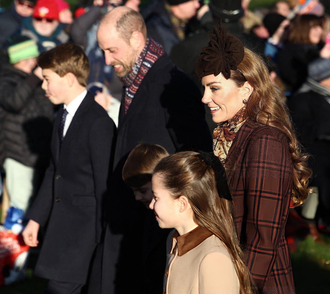 The Wales family on the Christmas walk at Sandringham