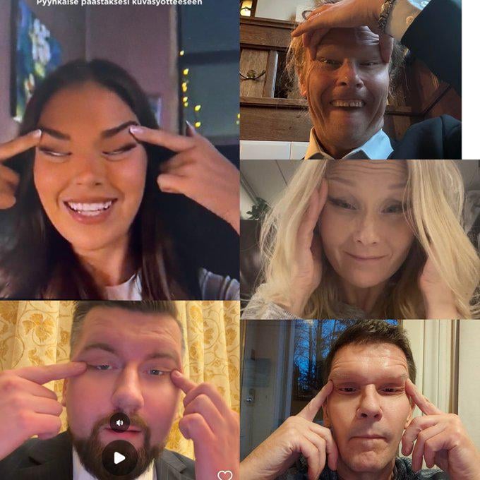 A few Finnish politicians doubled down their support for the former Miss Finland (top left), who made the Asian racist gesture a few days ago.