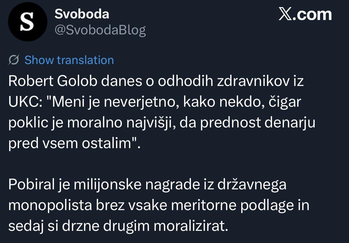 Dr Robert Golob moralizira