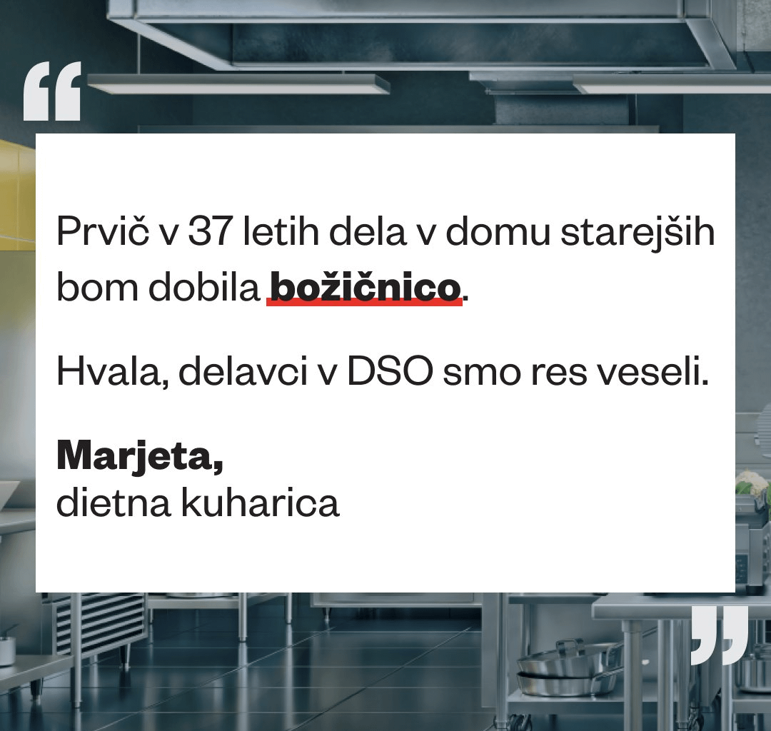 "Prvič v 37 letih dela v domu starejših bom dobila božičnico"