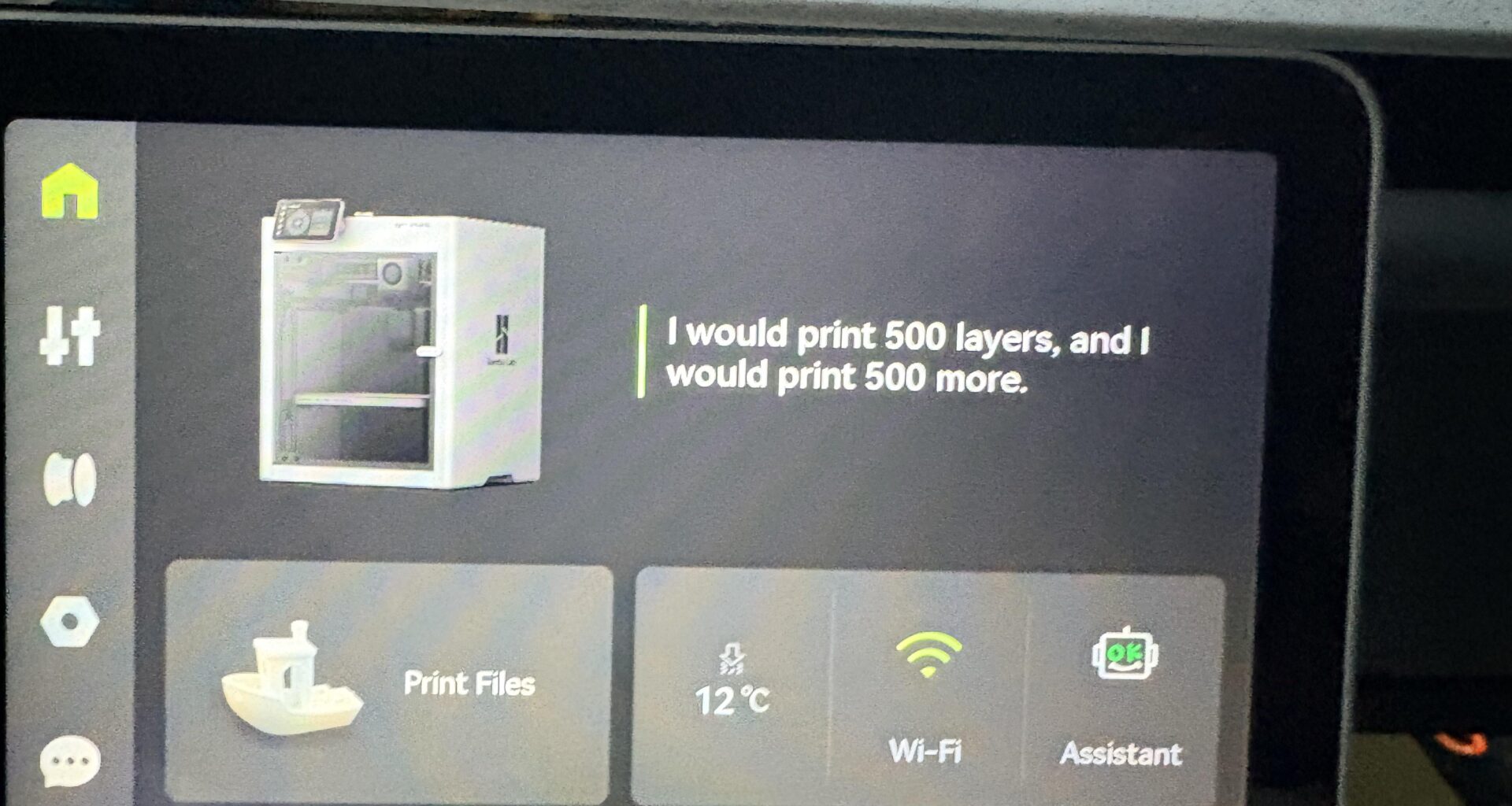 I turned on my 3D printer this morning and it’s been stuck in my head all day.