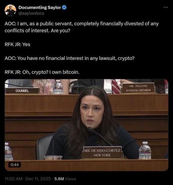 Turns out 'no conflicts of interest' includes Bitcoin.