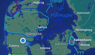 Dårligt lavet romkugle/trøffel kort for Danmark (minus Bornholm)