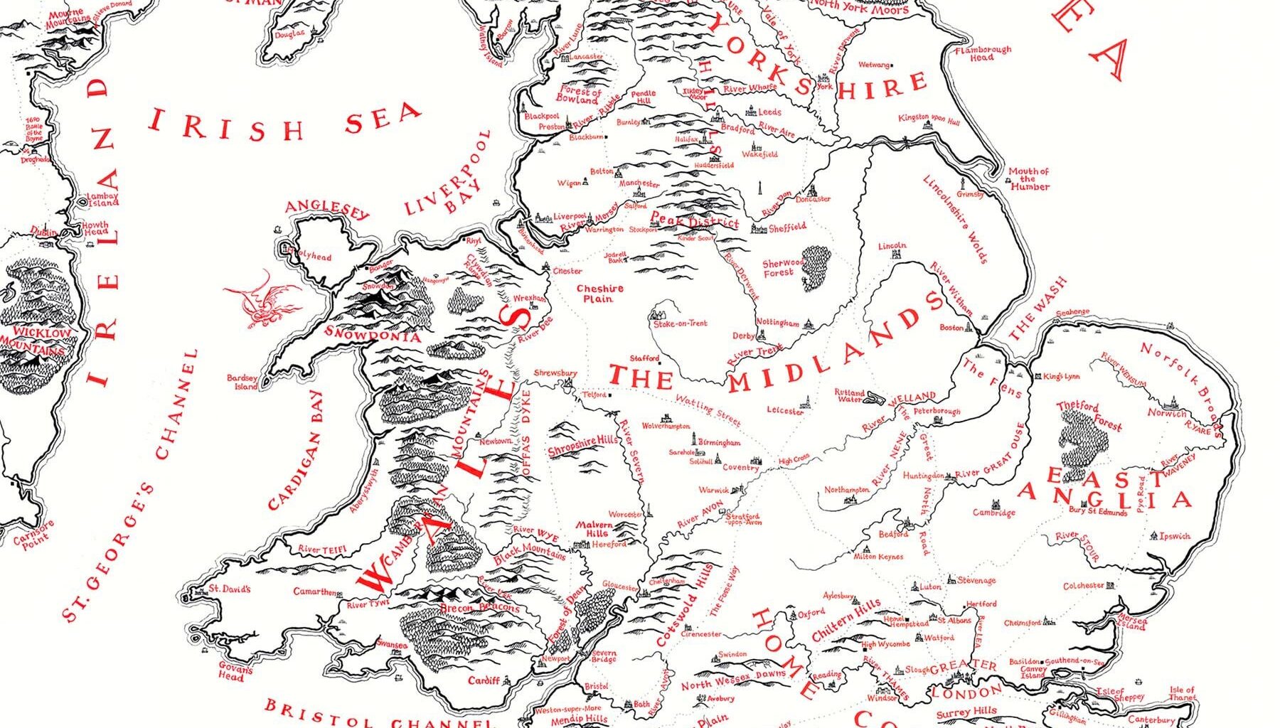 Update: Map of England inspired by Tolkien, hand drawn by myself