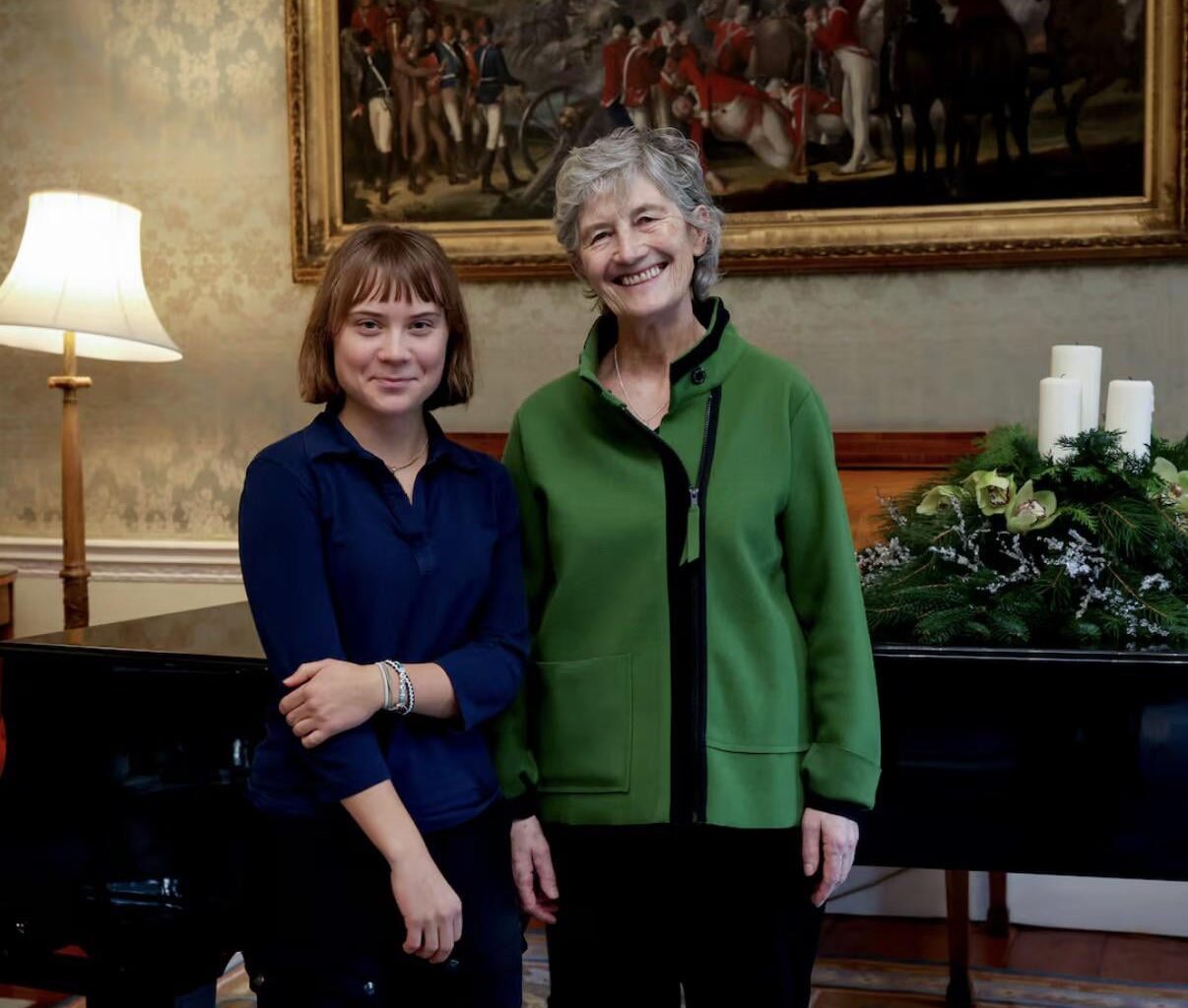 A photo of Greta Thunberg and Catherine Connolly from today (source: Irish Times)
