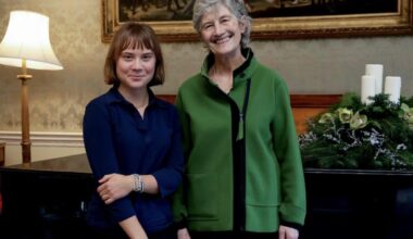 A photo of Greta Thunberg and Catherine Connolly from today (source: Irish Times)