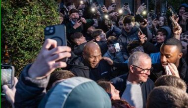 Boxing champion Mike Tyson mobbed by fans after visiting pal’s home in Belfast