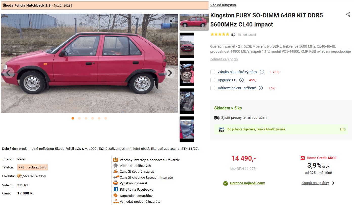 co k vánocům, RAM nebo ojetou felinu?