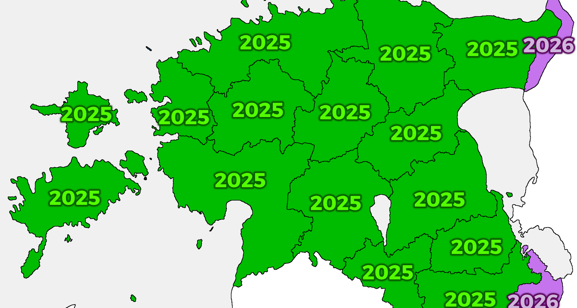 Mis aasta praegu Eesti maakondades on?