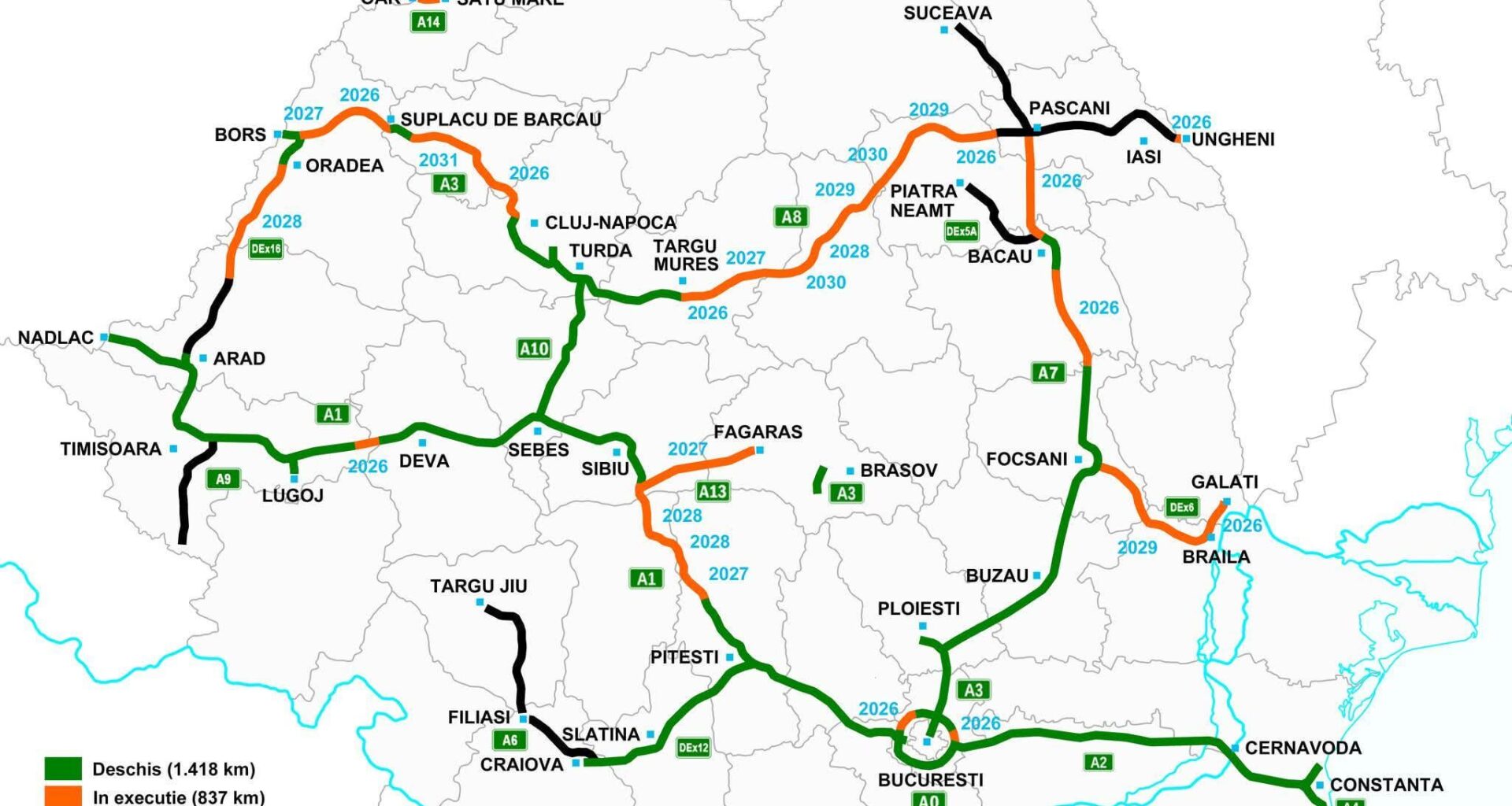 Am ajuns la 1418 km de autostrada