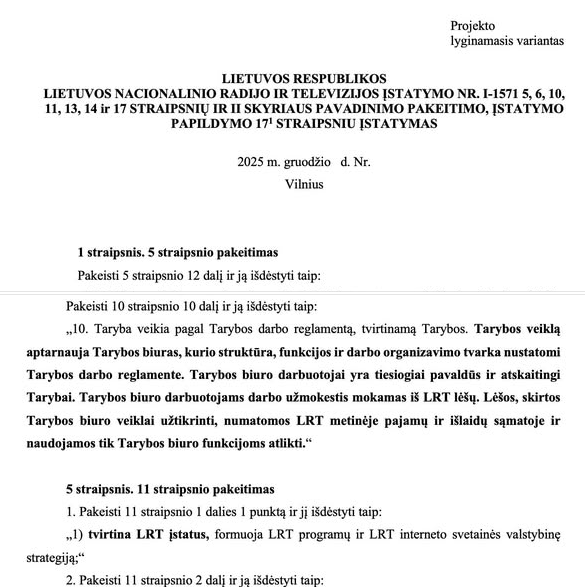 Valdantieji jau rengia įstatymų projektus dėl tolimesnės LRT cenzūros