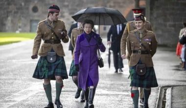 Princess Anne attended a military ceremony in Scotland in the pouring rain last week on her 33rd wedding anniversary