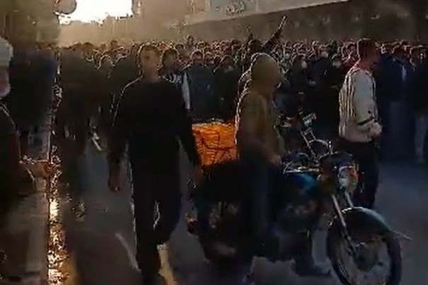 Protesters gather in Abadan, Khuzestan Province, Iran.