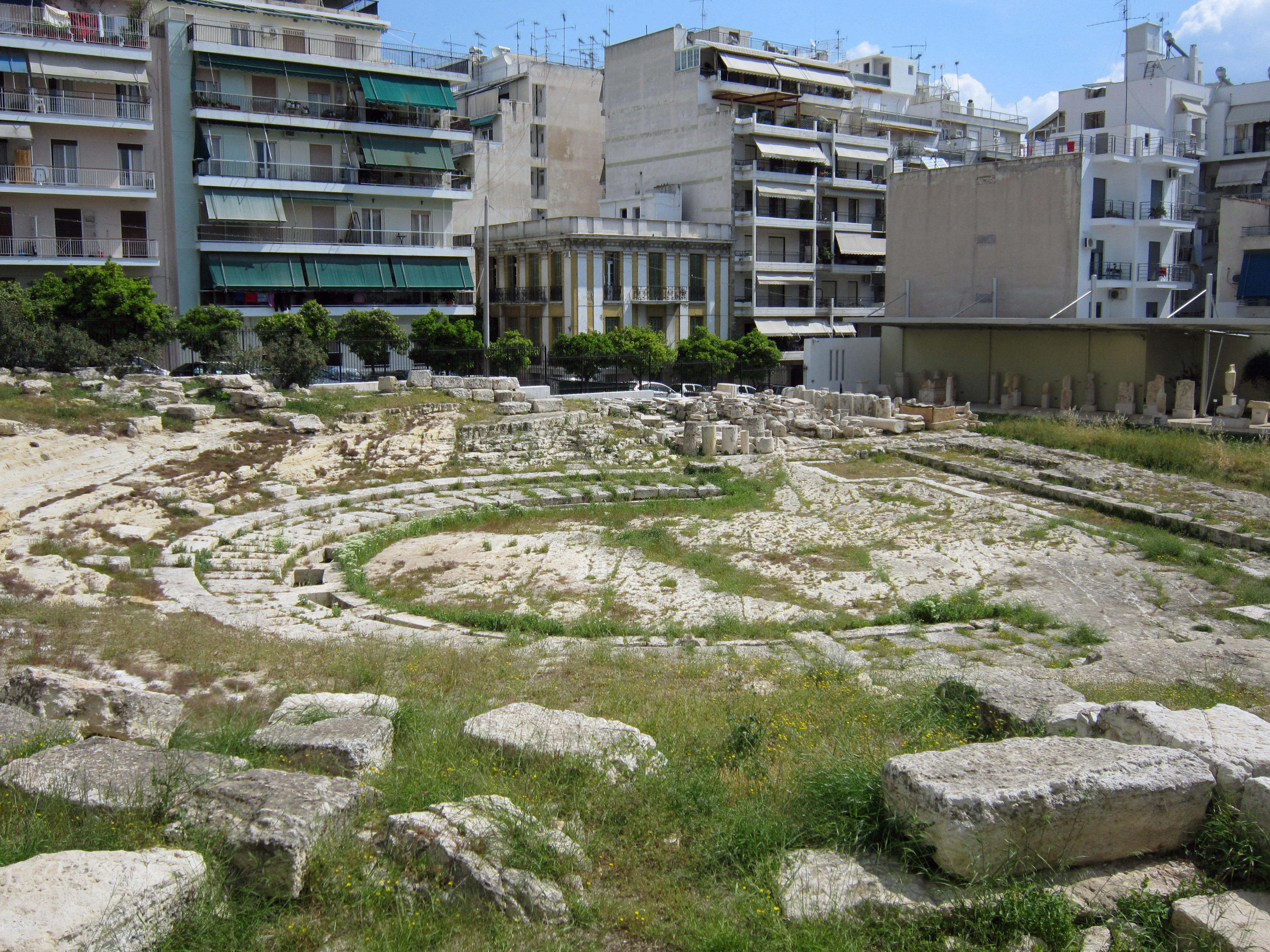 Remains of an ancient Greek Theatre, Archaeological Museum, Piraeus, Greece.