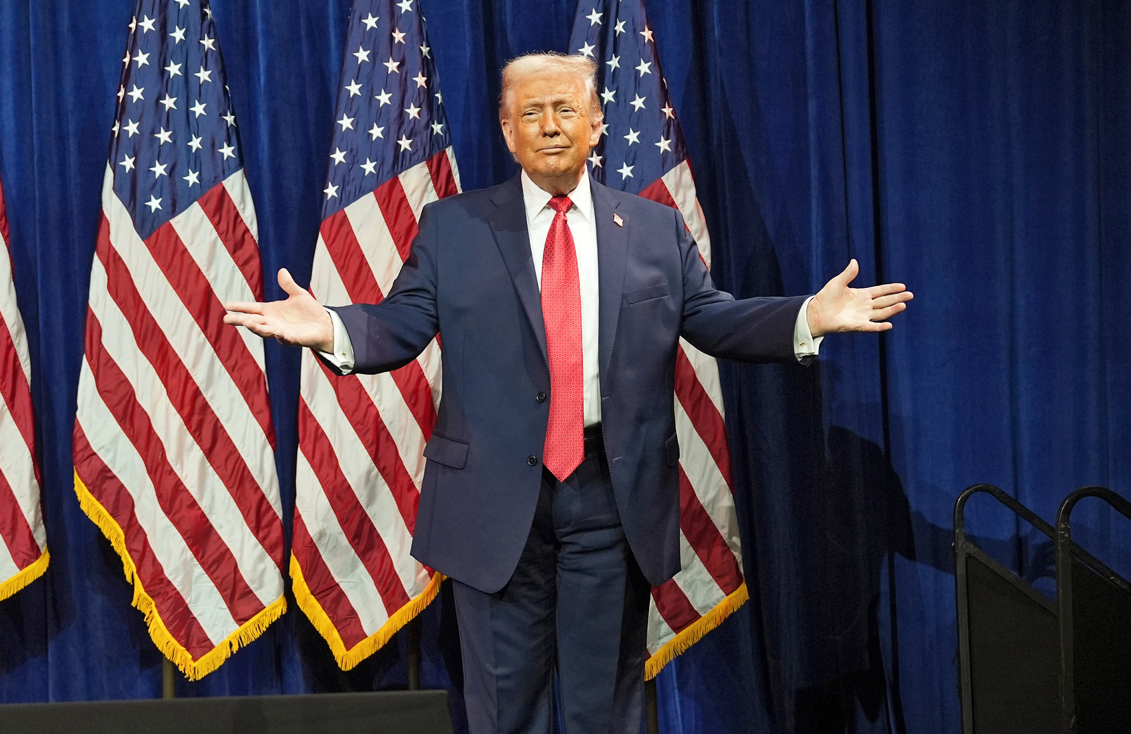 President Trump arrives at the Republican Party’s annual policy retreat in Washington
