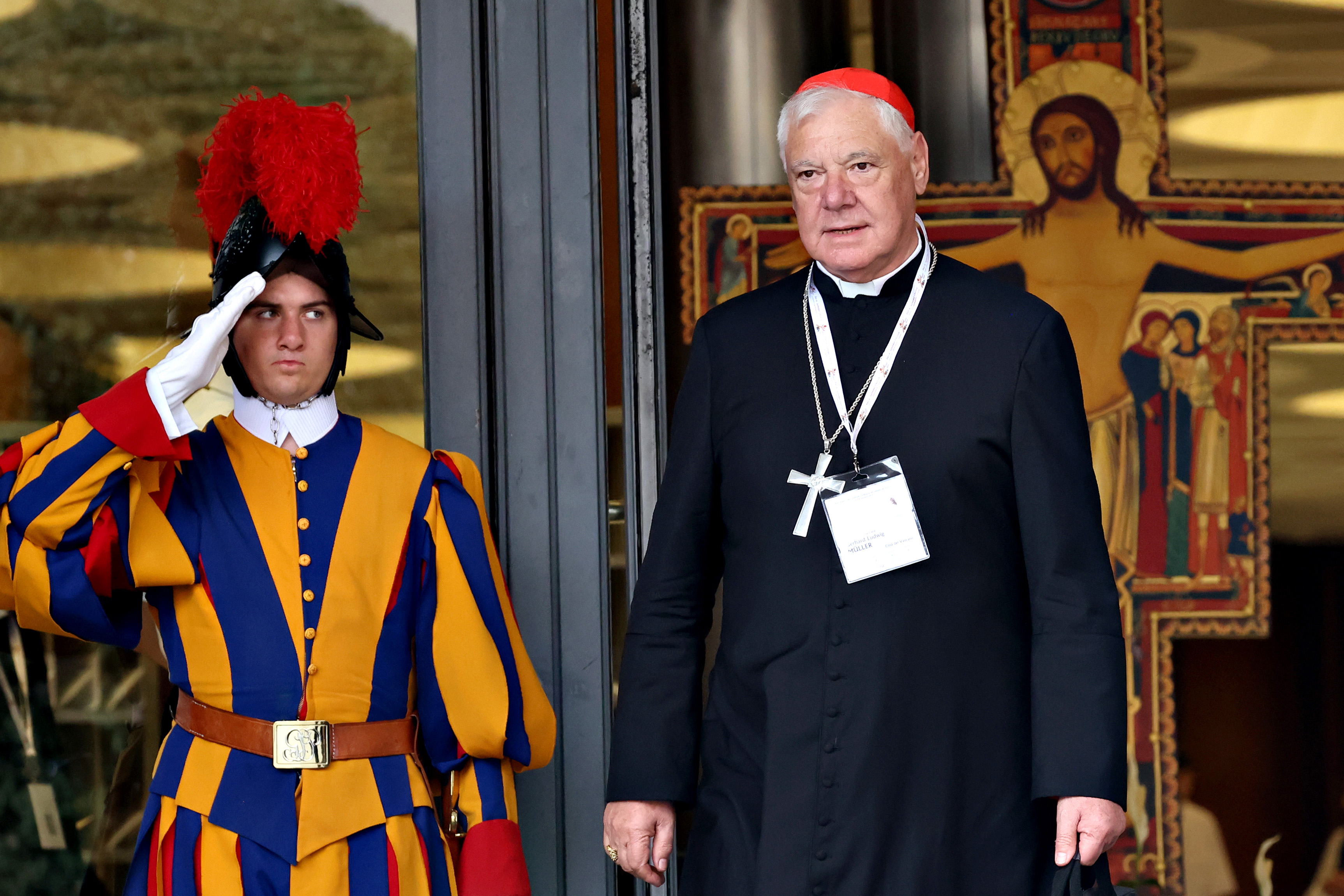 German cardinal Gerhard Ludwig Müller leaving the Paul VI Hall.