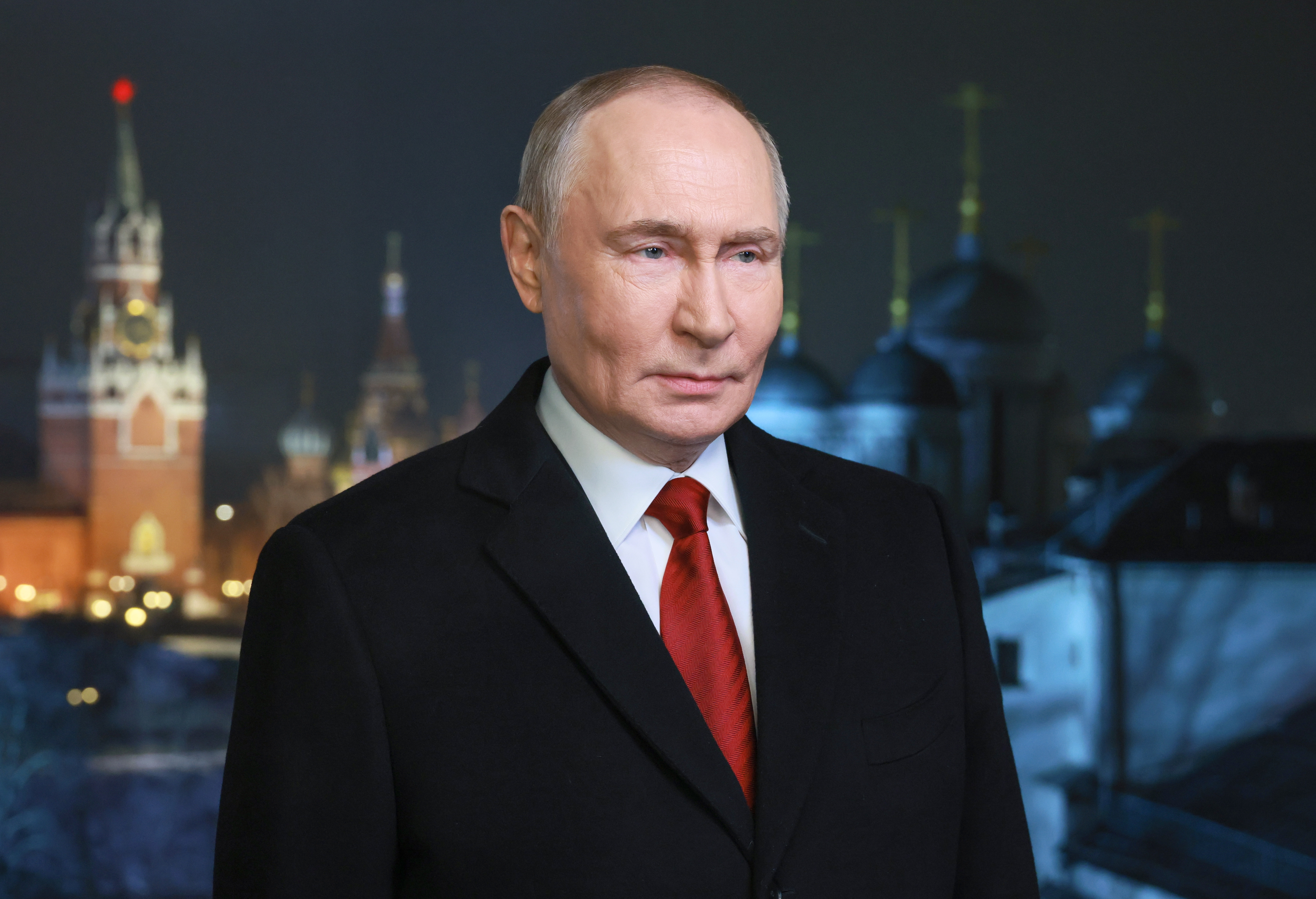Russian President Vladimir Putin delivering his traditional New Year's Address.
