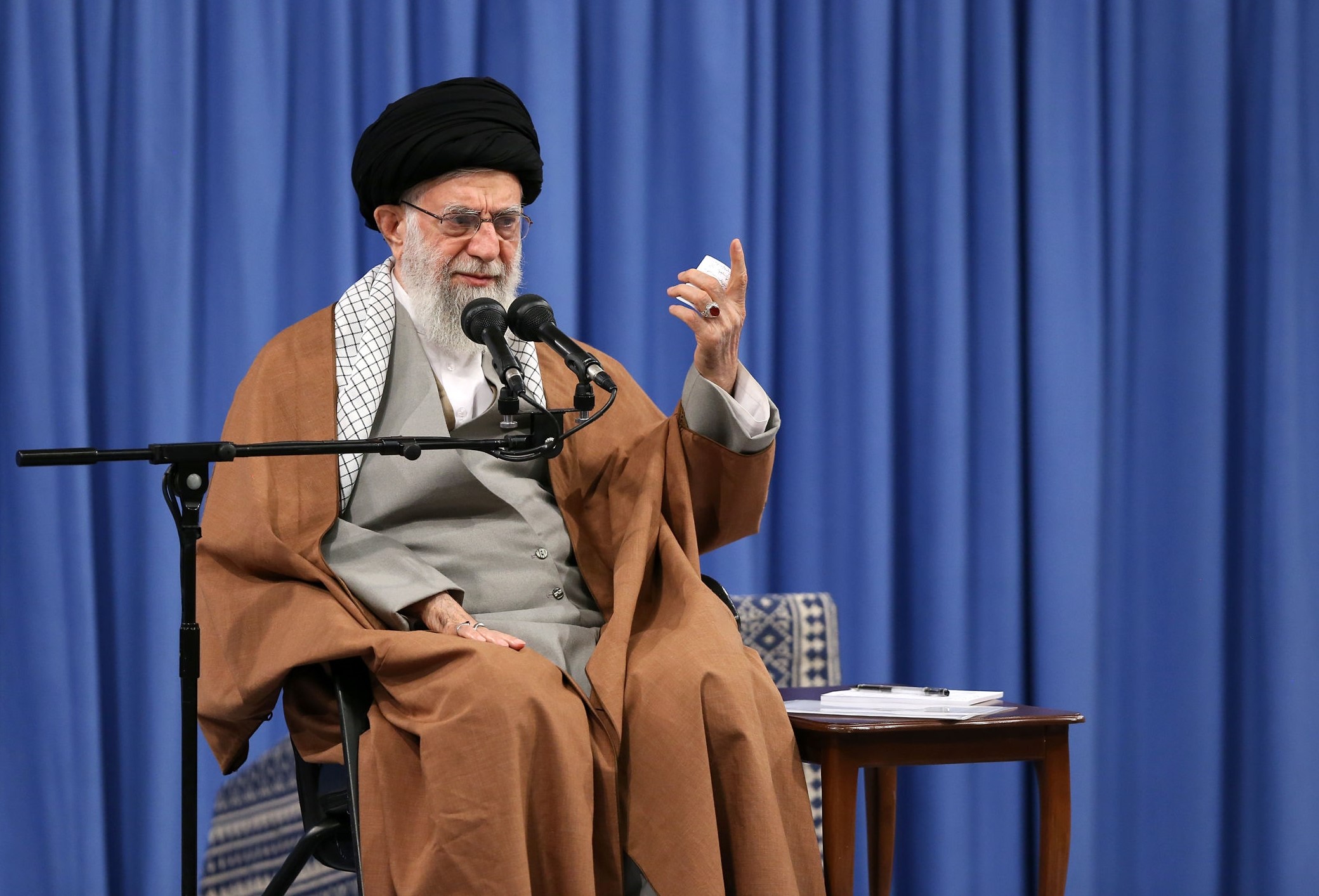 Iranian Supreme Leader Ayatollah Ali Khamanei speaking about protests against petrol price increases.