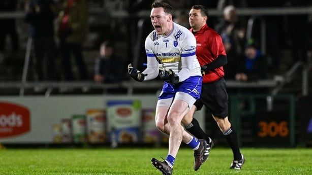 Scotstown goalkeeper Rory Beggan celebrates at the final whistle of the AIB Ulster GAA Football Senior Club Championship final match between Kilcoo and Scotstown at BOX-IT Athletic Grounds in Armagh.