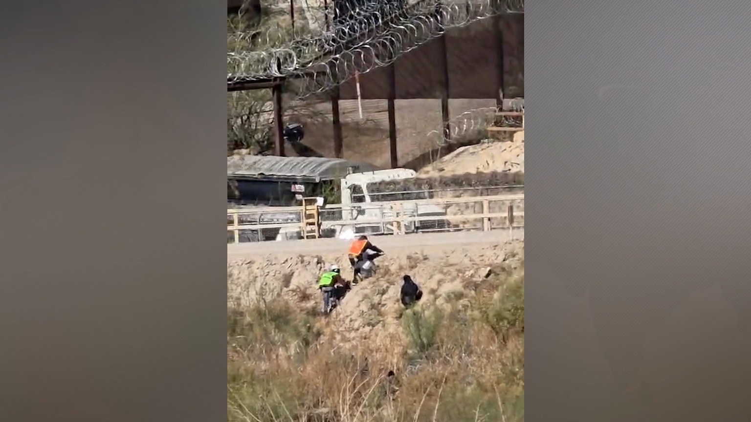 Migrants dressed as construction workers seen illegally crossing the border into El Paso