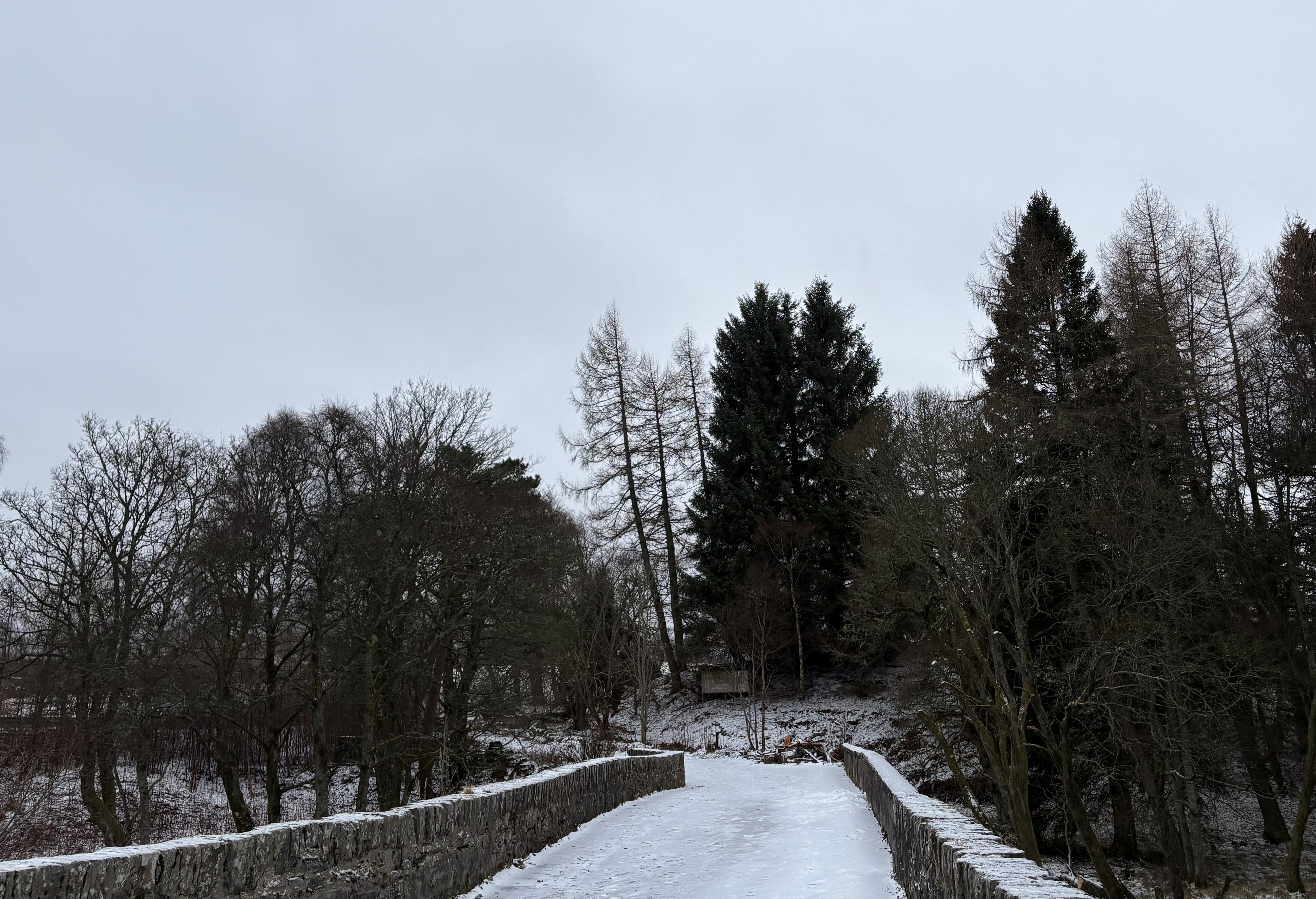 A snow covered footpath in Amulree, Perth and Kinross
