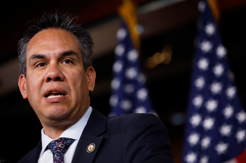 House Democratic Caucus Chair Pete Aguilar speaks during a press conference at the US Capitol on July 23, 2025.
