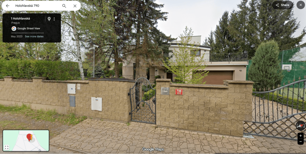 One of the residential properties owned by the Karpovich family in Prague. (Source: Google Maps / Investigation by StateWatch and Investigace.cz.)