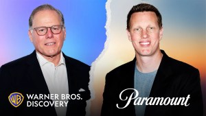 Warner Bros. Discovery CEO David Zaslav and Paramount CEO David Ellison (Illustration courtesy of TheWrap/Chris Smith/Getty Images)